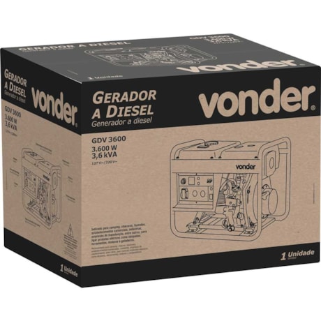 Gerador a Diesel 3.3/3.6 KVA Monofásico 110V/220V GDV 3600 VONDER-29b7b005-55e1-40ac-a861-cf9cb24cb873