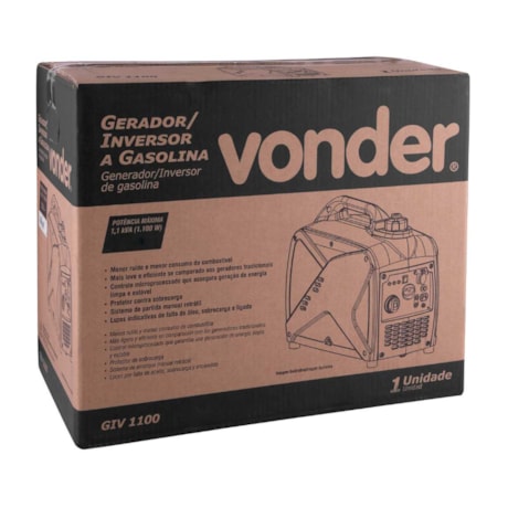 Gerador Inversor a Gasolina 1.100 W 4 Tempos Motor Monocilíndrico GIV 1100 VONDER-131480a7-c874-4d2d-8cd4-75d0e0b29d4b