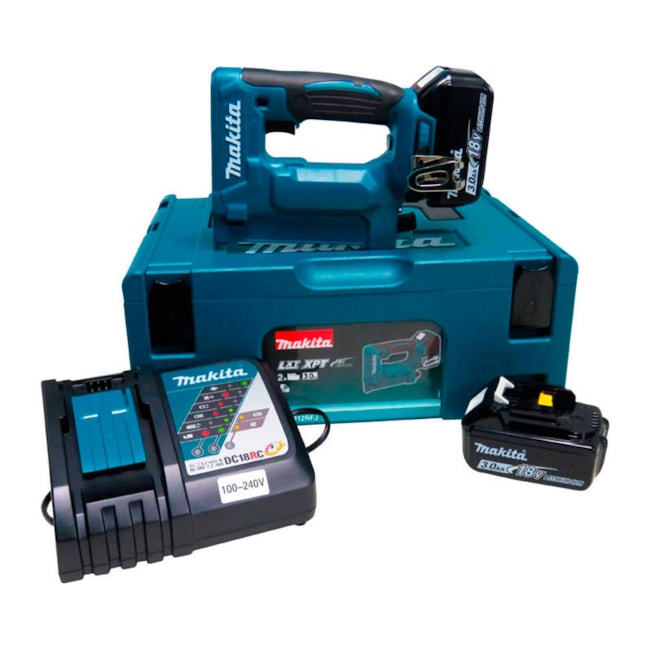 Grampeador 18V 10mm com 2 Baterias 3.0Ah Carregador Bivolt e Maleta DST112RFJ MAKITA-1703a3d1-fbee-44bd-80e7-5922f1b43743