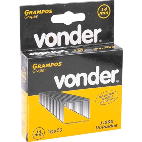 Grampo 14mm p/ Grampeador GPE 168 CX com 1.000 unidades 2898168214 VONDER-77541930-c7b5-41ab-953f-e5b9c60ce3a3