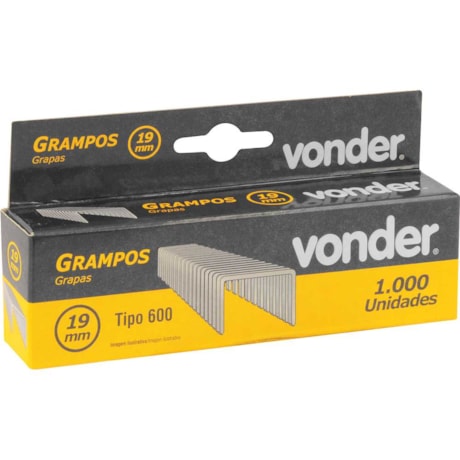 Grampo 19mm p/ Grampeador Pinador Elétrico GPE 916 CX c/ 1.000 uni. 2898916019 VONDER-a2b7e0a5-5b22-4e37-bf7b-006b10c6f80a