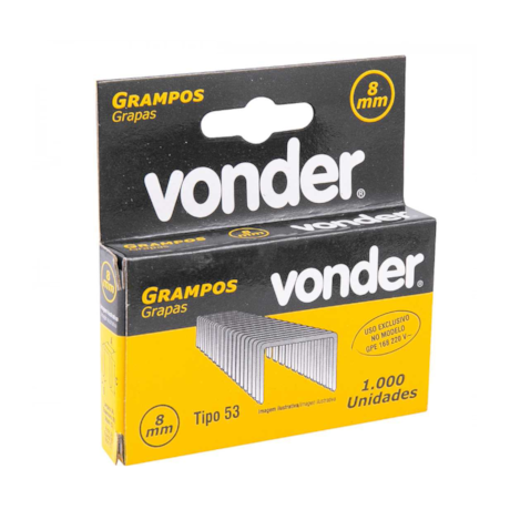 Grampo 8mm p/ Grampeador Pneumático GPE 168 CX com 1.000 unidades 2898168208 VONDER-3d45143e-c3dd-4e58-ab4e-4e27033ea8f9