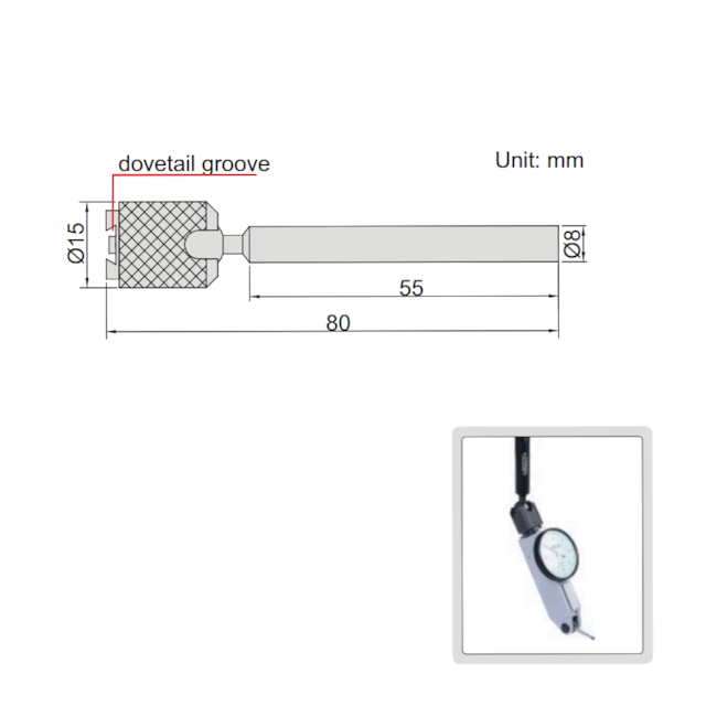 Haste Universal 80mm para Relógio Apalpador 6297-1 IN-SIZE-9c31ca28-71fc-4275-98ae-570544b3f00d