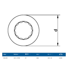 Inserto Estrela 27mm para Chave Catraca Marcha Livre 31R-27 GEDORE