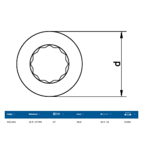 Inserto Estrela 27mm para Chave Catraca Marcha Livre 31R-27 GEDORE-df641855-1262-42e2-b029-15ca86e99606