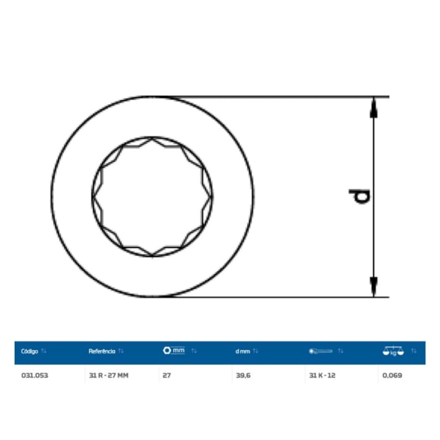 Inserto Estrela 27mm para Chave Catraca Marcha Livre 31R-27 GEDORE-6bb0a970-5c1d-4481-91d7-112eda52b3e0