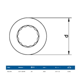 Inserto Estrela 28mm para Chave Catraca Marcha Livre 31R-28 GEDORE