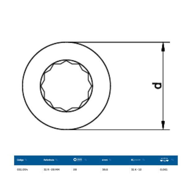 Inserto Estrela 28mm para Chave Catraca Marcha Livre 31R-28 GEDORE-b736f134-022d-4174-8b9c-226c9caaa146