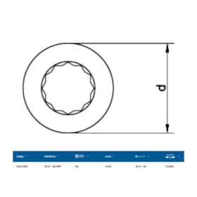 Inserto Estrela 32mm para Chave Catraca Marcha Livre 31R-32 GEDORE