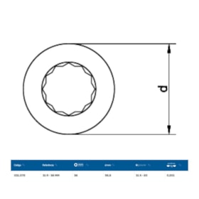 Inserto Estrela 36mm para Chave Catraca Marcha Livre 31R-36 GEDORE