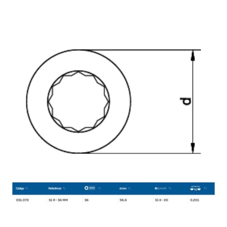 Inserto Estrela 36mm para Chave Catraca Marcha Livre 31R-36 GEDORE-712e7499-bfbc-434f-8bfb-69f8e04c766d