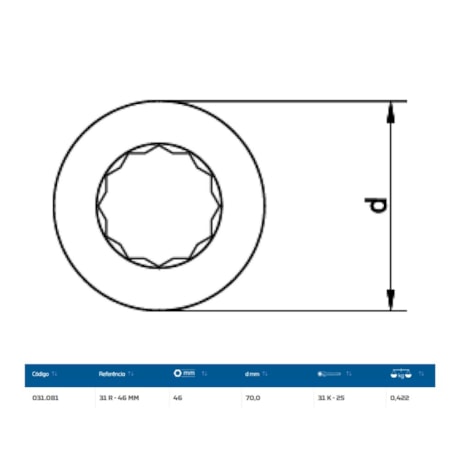 Inserto Estrela 46mm para Chave Catraca Marcha Livre 31R-46 GEDORE-7c3dc4d2-3e32-443b-8df8-2e42d22f425a