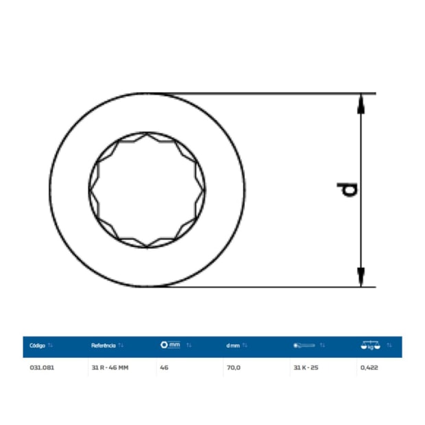 Inserto Estrela 46mm para Chave Catraca Marcha Livre 31R-46 GEDORE-be6f98b2-500f-4d9d-b654-0815d4cf05d3