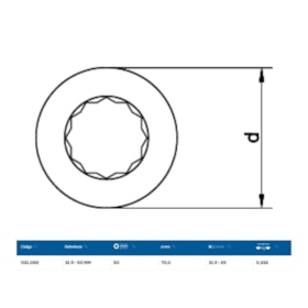 Inserto Estrela 50mm para Chave Catraca Marcha Livre 31R-50 GEDORE