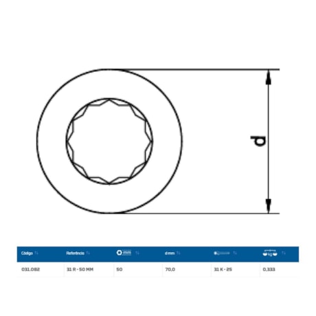 Inserto Estrela 50mm para Chave Catraca Marcha Livre 31R-50 GEDORE-e490a64a-86c3-42c0-874c-30ab92bd1f73