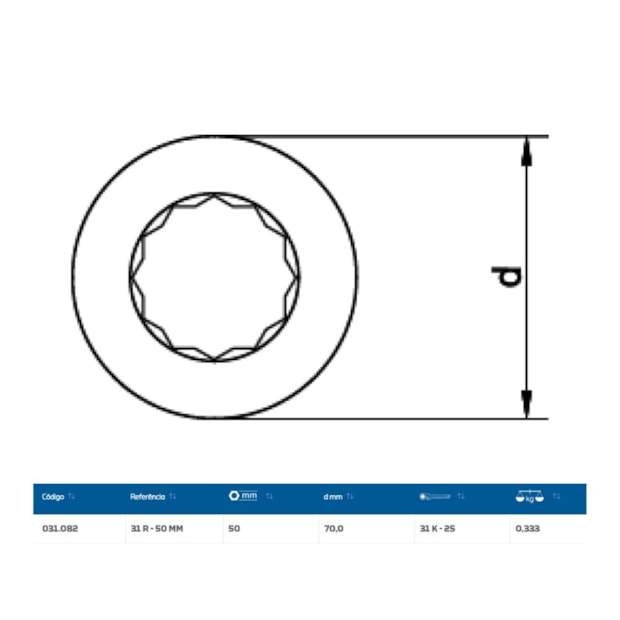 Inserto Estrela 50mm para Chave Catraca Marcha Livre 31R-50 GEDORE-7086ce16-b9e3-4114-8b38-6d3fc4887bb1