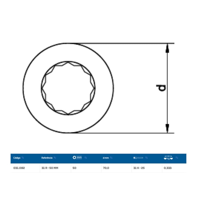Inserto Estrela 50mm para Chave Catraca Marcha Livre 31R-50 GEDORE-8b819e18-0ccc-4351-97a6-b7eddc3e92f2