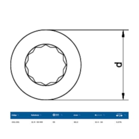 Inserto Estrela 55mm para Chave Catraca Marcha Livre 31R-55 GEDORE