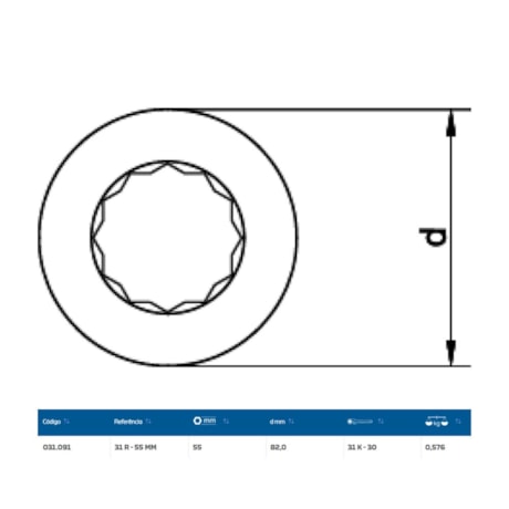 Inserto Estrela 55mm para Chave Catraca Marcha Livre 31R-55 GEDORE-1e9b39b4-962f-47c2-8380-a33c3bc2b67d