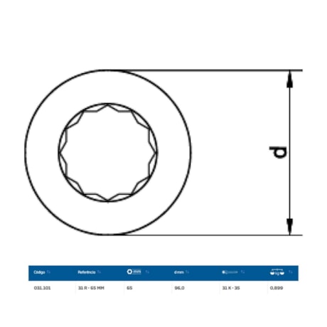 Inserto Estrela 65mm para Chave Catraca Marcha Livre 31R-65 GEDORE-90dc8352-c8a0-46aa-b1f8-ea2e4c383223