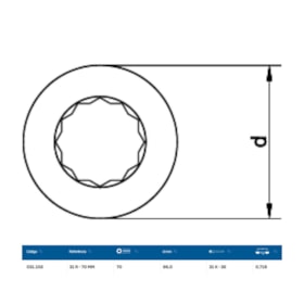 Inserto Estrela 70mm para Chave Catraca Marcha Livre 31R-70 GEDORE