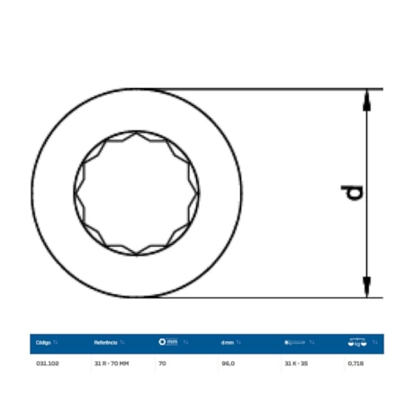 Inserto Estrela 70mm para Chave Catraca Marcha Livre 31R-70 GEDORE-a36acbe2-63bc-4335-b48b-24767024b905