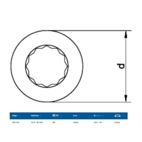 Inserto Estrela 80mm para Chave Catraca Marcha Livre 31R-80 GEDORE