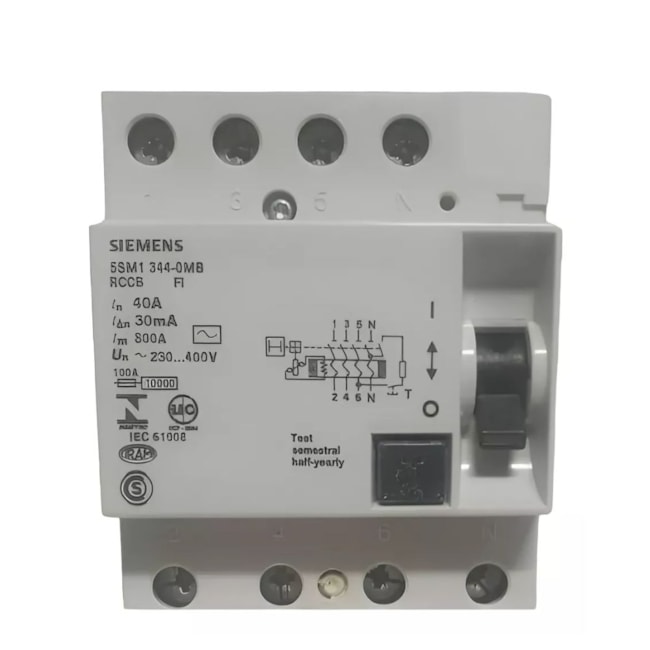 Interruptor Dispositivo Residual 4P 40A 30MA 5SM13440MB SIEMENS-fdbc9b9e-a1f4-4fb5-9ed3-f6cbd330f0b3