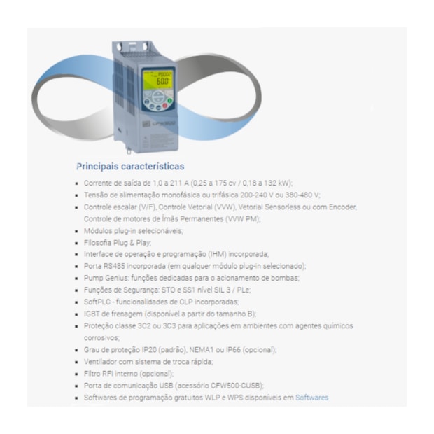 Inversor de Frequência 10CV 16A Motor Trifásico 380-480V CFW500C16P0T4DB20G2 WEG-3edbb9f4-7846-450a-a993-6adfc07d7b68