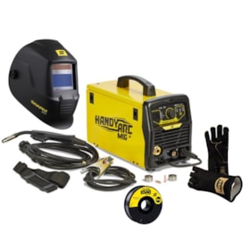 Inversora de Solda MIG/MMA 160A 220V Monofásico HANDYARC MIG 160I + Bobina de Arame MIG + Luva de Soldagem + Máscara de Solda ESAB