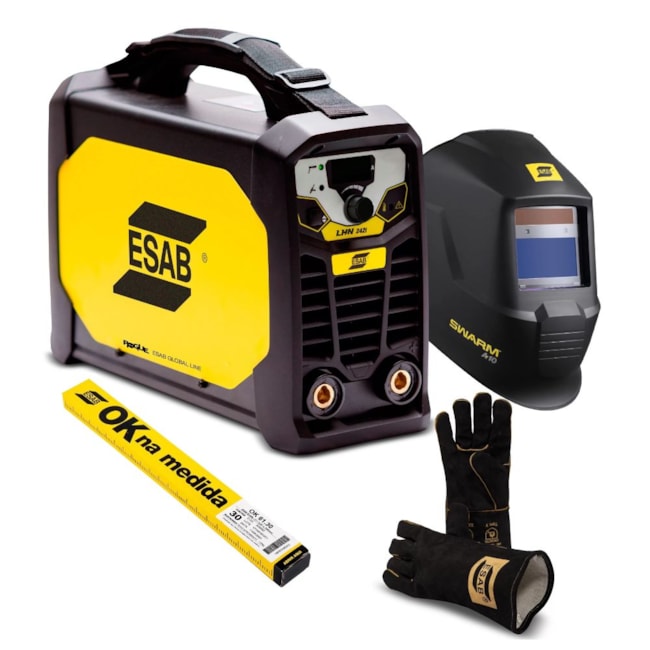 Inversora de Solda Tig 200A Monofásico 20V LHN242i ESAB + Máscara de Solda + Luva de Soldagem + Eletrodo Revestido ESAB-012eba86-0b64-4beb-9a39-ee3937b81e4a