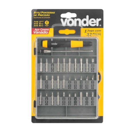 Jogo Bits de Precisão de Encaixe Sextavado 4mm com 32 Peças 3538320000 VONDER-854a4d1e-5354-4ea7-8ae2-710b697394e4