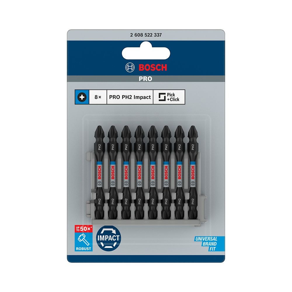 Jogo Bits PRO Phillips Impact Duplo 65mm 8 Peças 2608522337 BOSCH