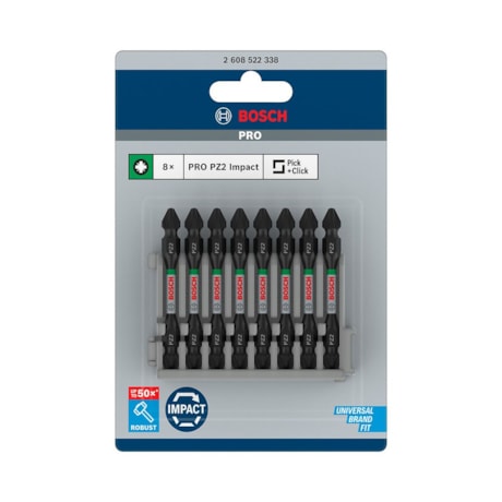 Jogo Bits PRO Pozidriv Impact Duplo 65mm Encaixe 1/4