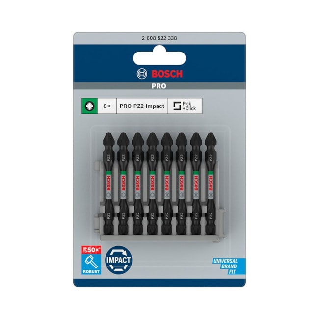 Jogo Bits PRO Pozidriv Impact Duplo 65mm Encaixe 1/4