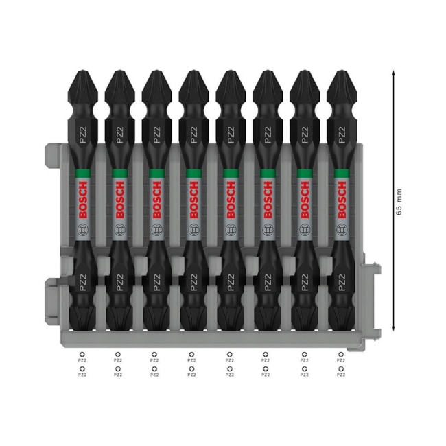 Jogo Bits PRO Pozidriv Impact Duplo 65mm Encaixe 1/4