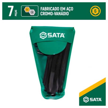 Jogo Chave Hexagonal L Curta 1.5 a 6.0mm com 7 Peças ST09142L SATA