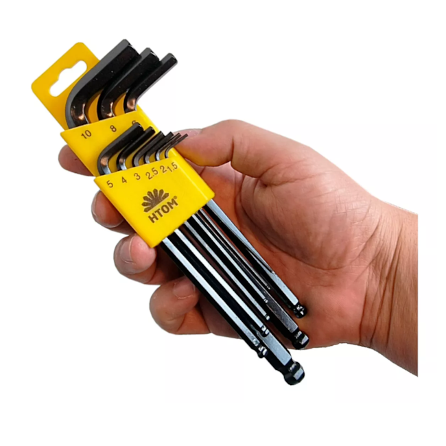 Jogo Chaves Hexagonais L Abaulada Longa 1.5mm a 10.0mm 9 Peças c/ Suporte JGHXLMM09 HTOM-1e76c585-afea-4d63-be77-fe73cc476e78