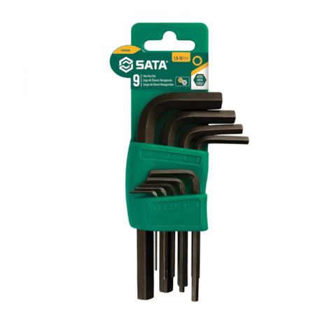 Jogo Chaves Hexagonais L Curta 1.5 a 10mm 9 Peças c/ Suporte ST09129L SATA