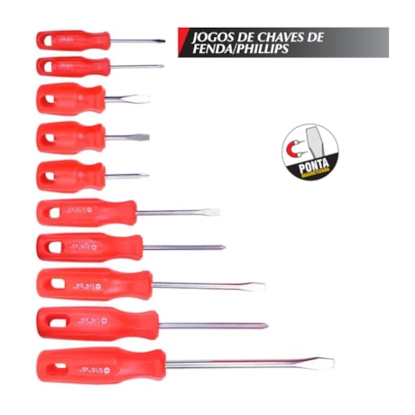 Jogo de 10 Chaves Fenda e Phillips 3072910000 NOVE54-b22b580a-a3d7-448a-aa41-e0a5e3fc98e3
