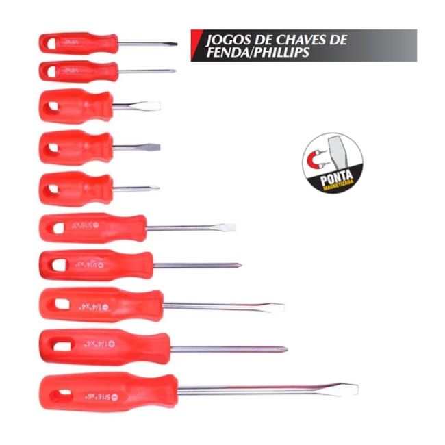 Jogo de 10 Chaves Fenda e Phillips 3072910000 NOVE54-60bff432-2f2a-42a8-9afc-6395c678849a