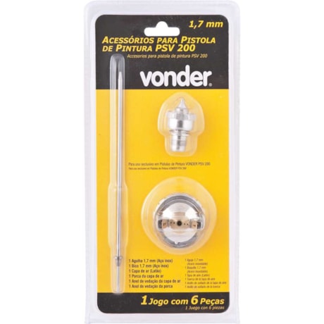 Jogo de Agulha/Bico e Capa p/ Pistola de Pintura 1.7mm PSV 200 6220200223 VONDER-4d996a18-1354-440f-b8f8-7749cbaa6dbf