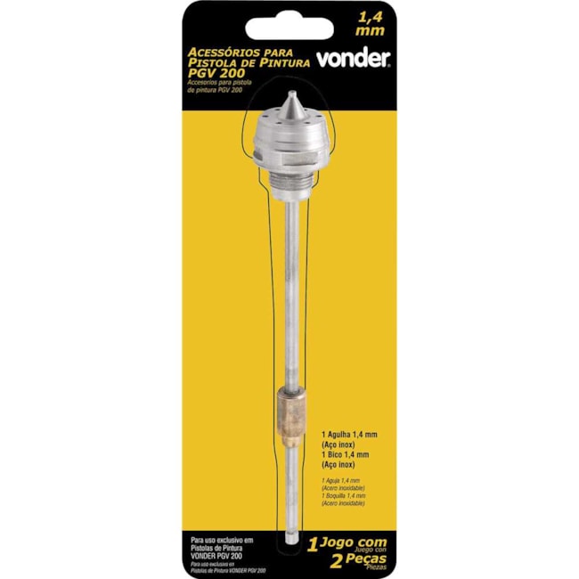 Jogo de Agulha e Bico 1.4mm para Pistola de Pintura PGV 200 6220100206 VONDER-f26e2ac6-2d36-4ec0-8371-6a781be70d52