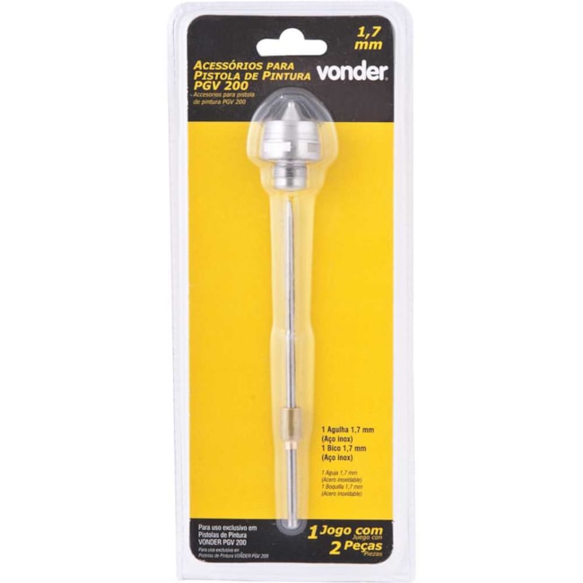 Jogo de Agulha e Bico 1.7mm para Pistola de Pintura PGV 200 6220100207 VONDER-eb404f1e-0179-4a55-bf39-24c16b99f65b
