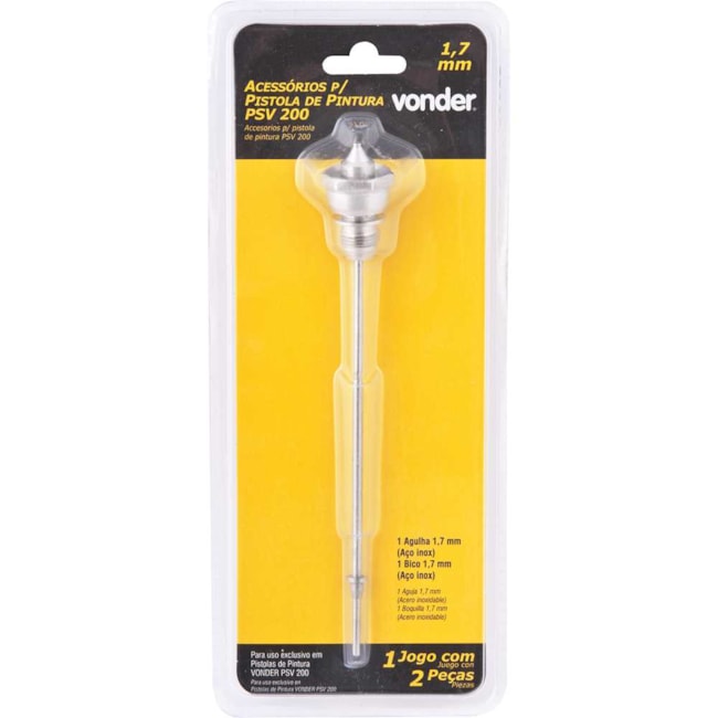 Jogo de Agulha e Bico 1.7mm para Pistola de Pintura PSV 200 6220200205 VONDER-f89dbfbe-cbb9-4d0e-b12d-3fb9c815f770