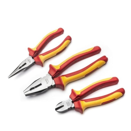 Jogo de Alicates Isolados para Eletricista 1000V VDE com 3 Peças ST09261SJ SATA-737623ec-d56e-4924-94e7-fa69eccec2c4