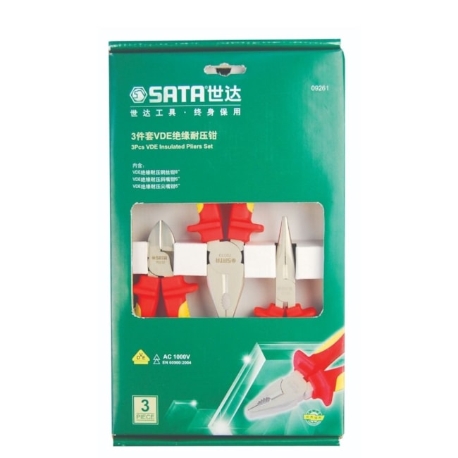 Jogo de Alicates Isolados para Eletricista 1000V VDE com 3 Peças ST09261SJ SATA-a6cfe967-bc12-4aba-bed1-3becae7b8267