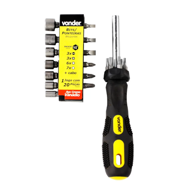 Jogo de Bits com 20 Peças e Encaixe Sextavado 1/4'' 3538200000 VONDER-d9f388ce-4285-42d5-b6cd-1bffb1f357a5