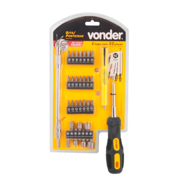 Jogo de Bits com 32 Peças e Encaixe Sextavado de 1/4'' 3538032000 VONDER -bd2e9994-e5d5-49d9-b24e-3560b3a52b49