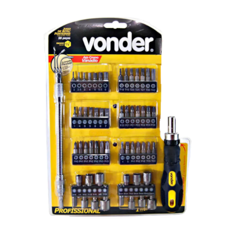 Jogo de Bits com 58 Peças e Encaixe Sextavado 1/4'' 3538580000 VONDER-ab64ce3d-7076-40eb-acdc-0d37ea2b7c87